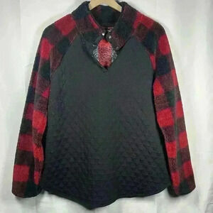 Maurices buffalo plaid quilted front sherpa pullover womens 0